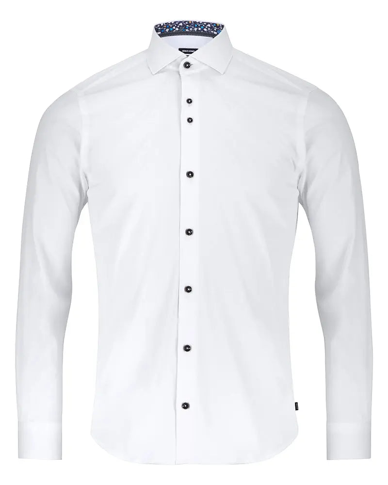 Remus Uomo Cut-away Collar Stretch Shirt - White From Woven Durham