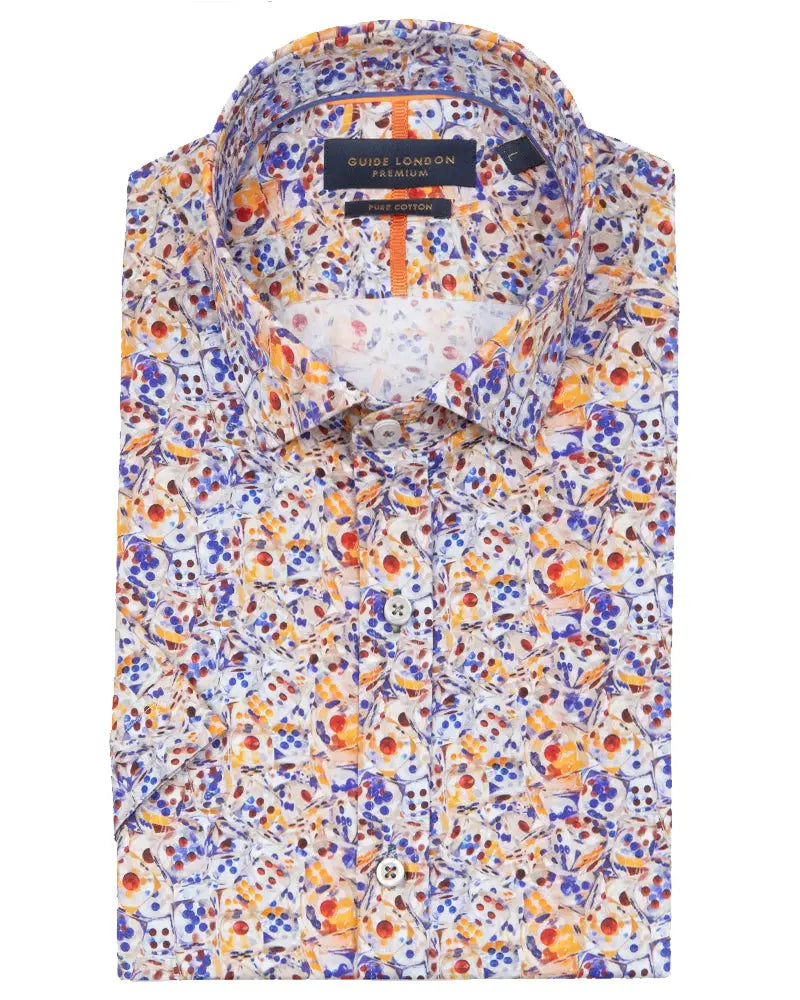 Buy Guide London Dice Print Short Sleeve Shirt - Multi | Short-Sleeved Shirtss at Woven Durham