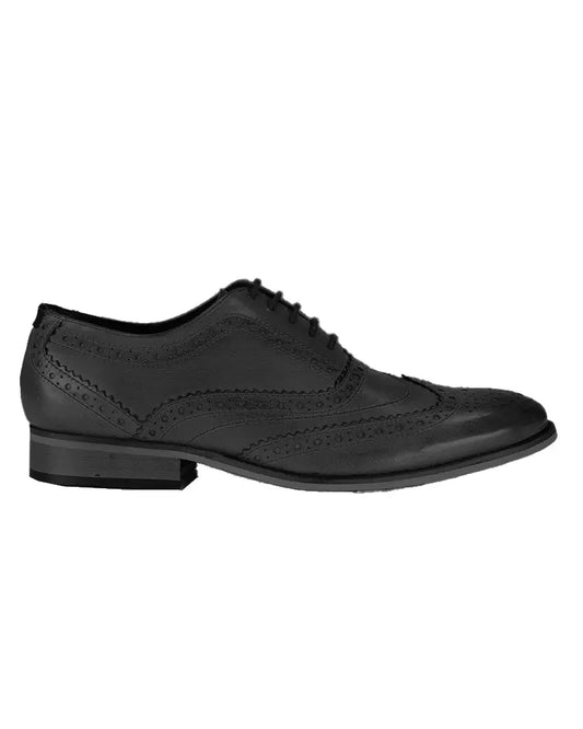 Diego Oxford Leather Brogues - Black Front