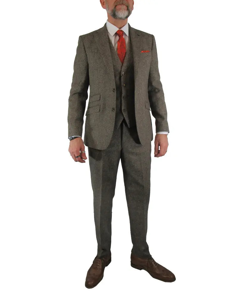 Torre Donegal Tweed Suit Jacket - Brown From Woven Durham
