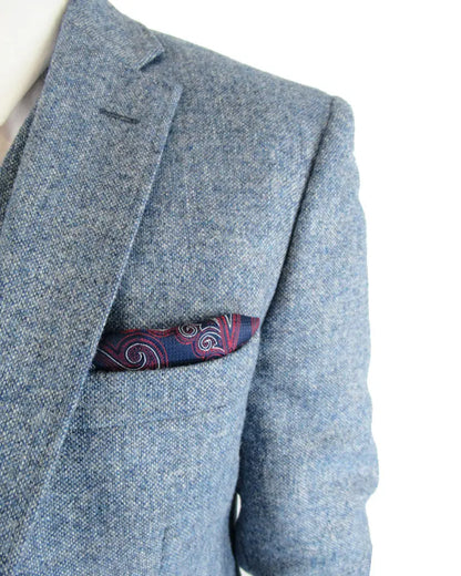 Torre Donegal Tweed Suit Jacket - Light Blue From Woven Durham