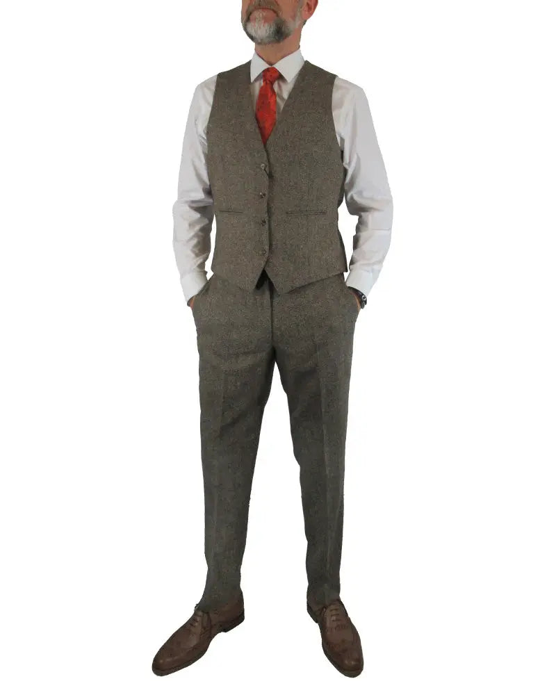 Torre Donegal Tweed Suit Trouser - Brown From Woven Durham