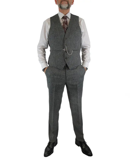 Torre Donegal Tweed Suit Trouser - Grey From Woven Durham