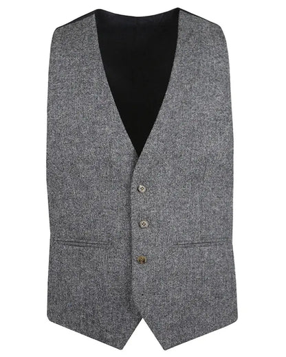 Torre Donegal Tweed Suit Waistcoat - Grey From Woven Durham
