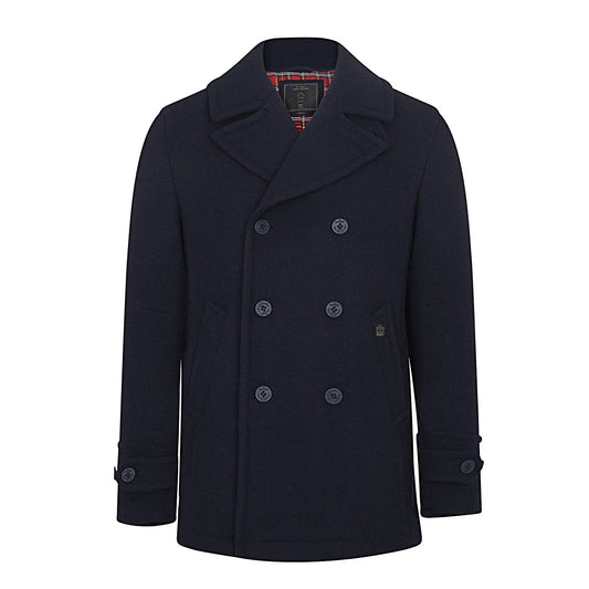 Doyle Dark Navy Pea Coat Merc London