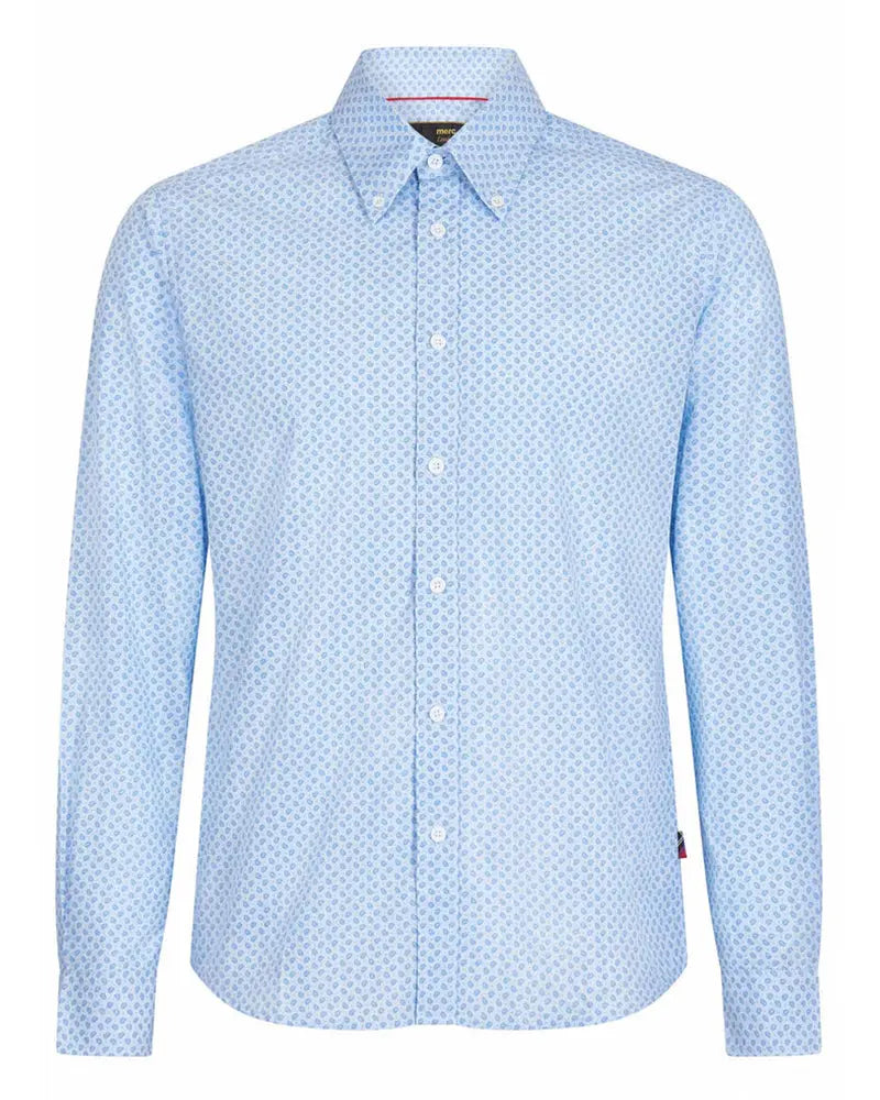 Merc London Earlswood Long Sleeve Shirt - Blue From Woven Durham