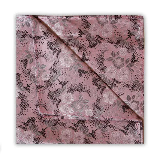 Floral Silk Pocket Square - Pink / Silver Knightsbridge Neckwear