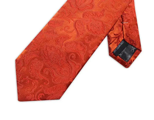 Knightsbridge Neckwear Floral Silk Tie - Orange From Woven Durham
