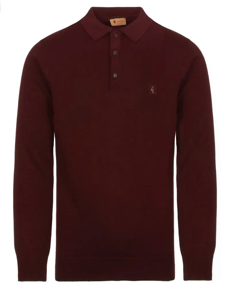 Buy Gabicci Vintage Francesco Port Long-Sleeved Knitted Polo Shirt | Long-Sleeved Polo Shirtss at Woven Durham