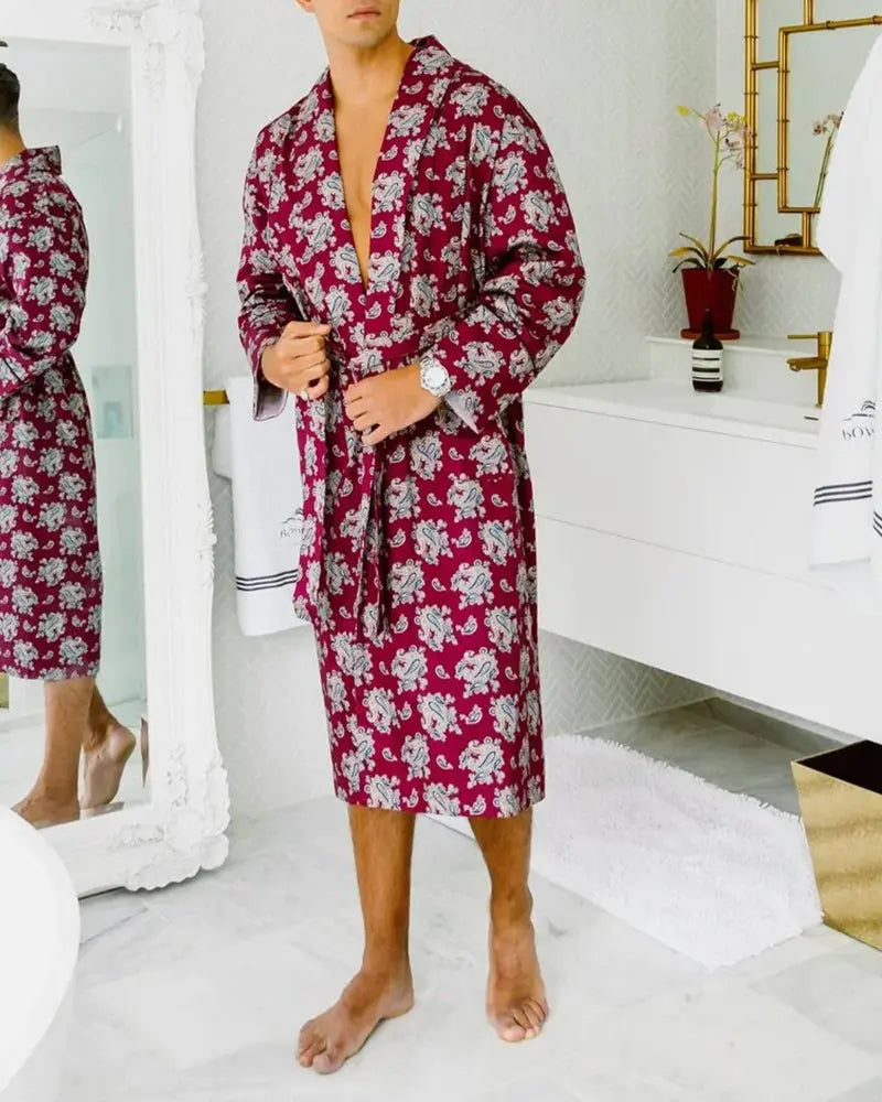 Gatsby Dressing Gown - Burgundy Bown of London