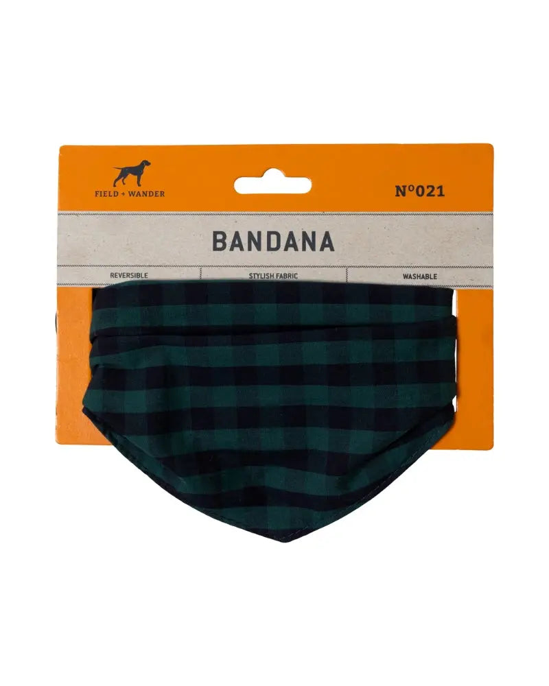 Buy Field + Wander Gingham Check Dog Bandana - Green/Navy | Dog Bandanas at Woven Durham