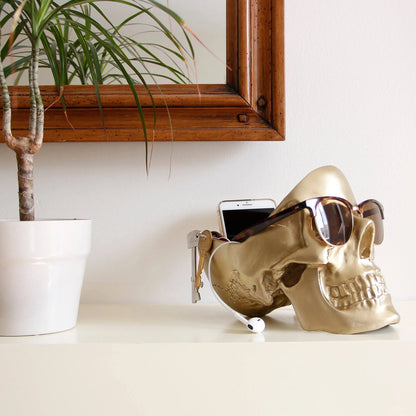 Golden Giant Skull Desk Tidy Suck UK