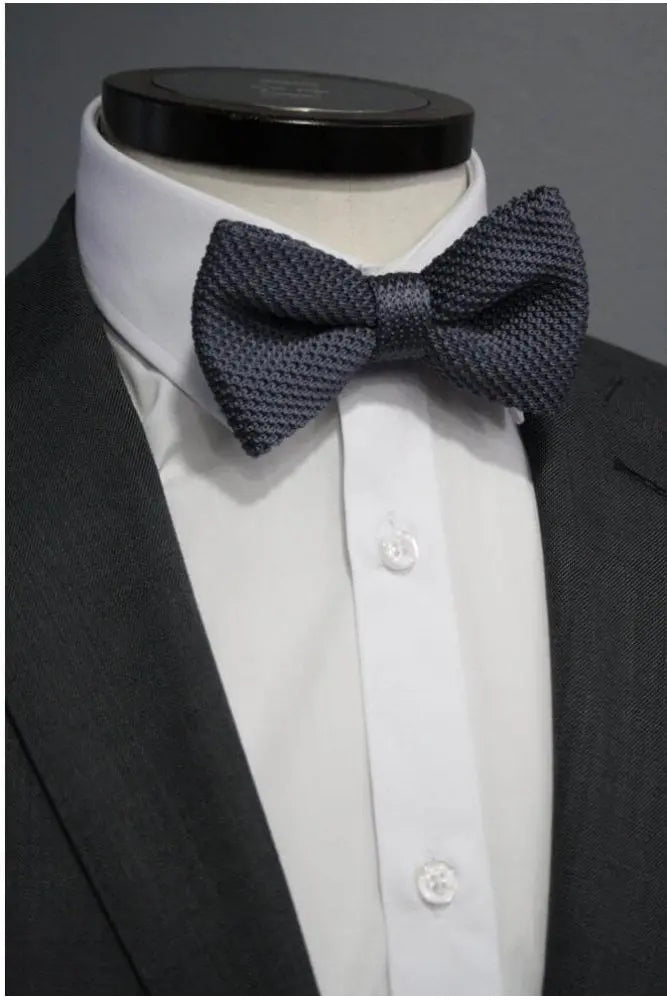 Liberty London Grey Knitted Pre-Tied Bow Tie From Woven Durham