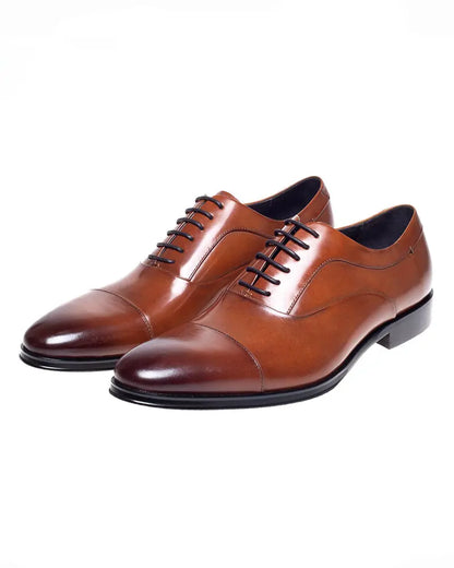 John White Guildhall Capped Oxford Shoes - Tan From Woven Durham
