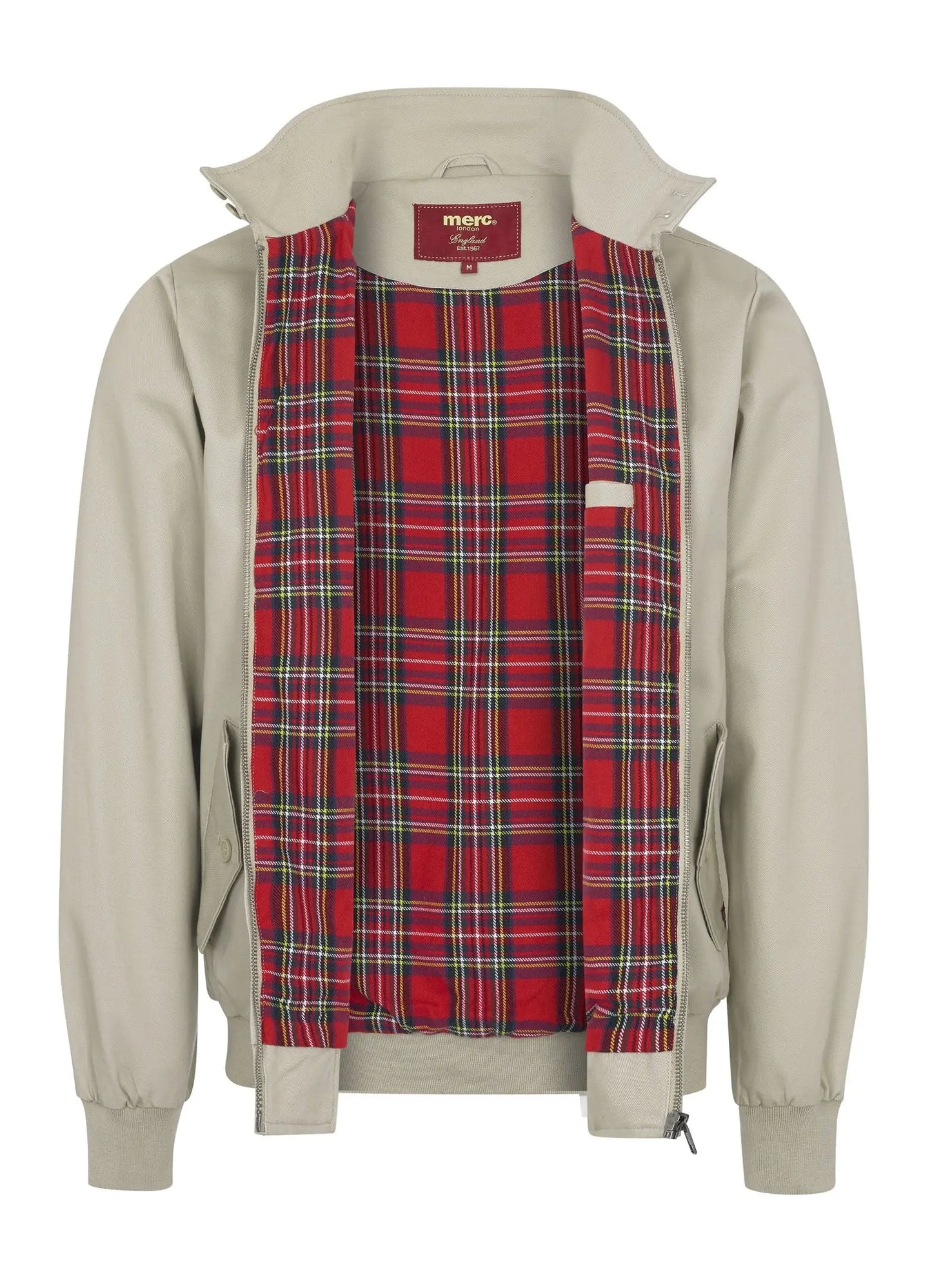 Merc London Harrington Cotton Jacket - Beige From Woven Durham