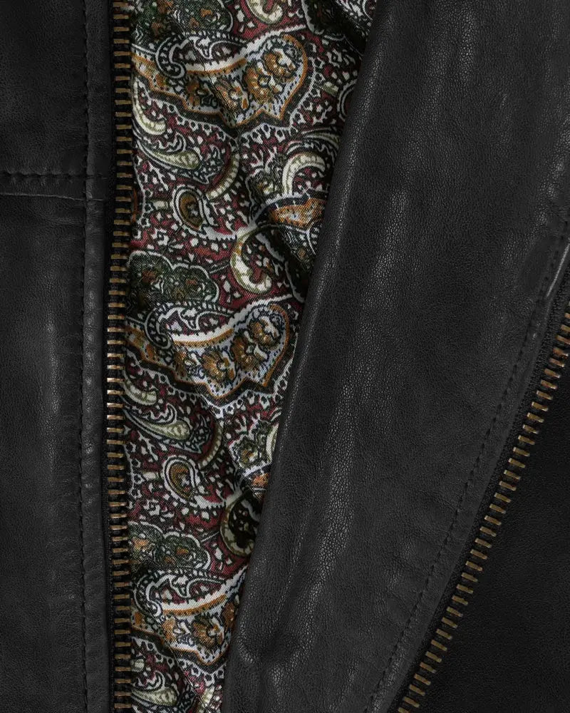 Buy Gabicci Vintage Harrington Leather Jacket - Black | Leather Jackets at Woven Durham