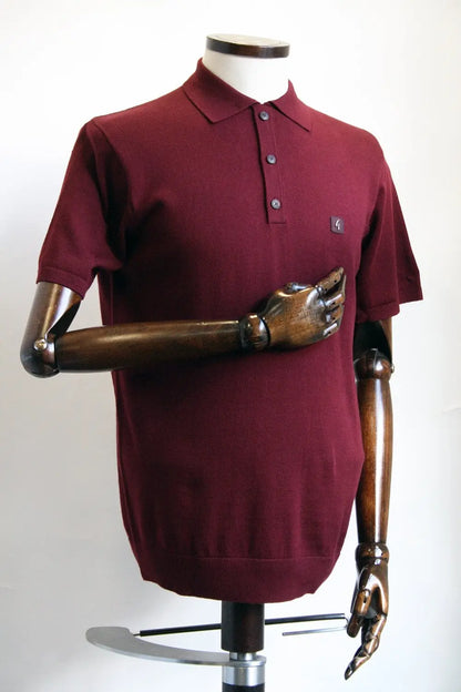 Jackson Cabernet Knitted Polo Shirt Gabicci Vintage