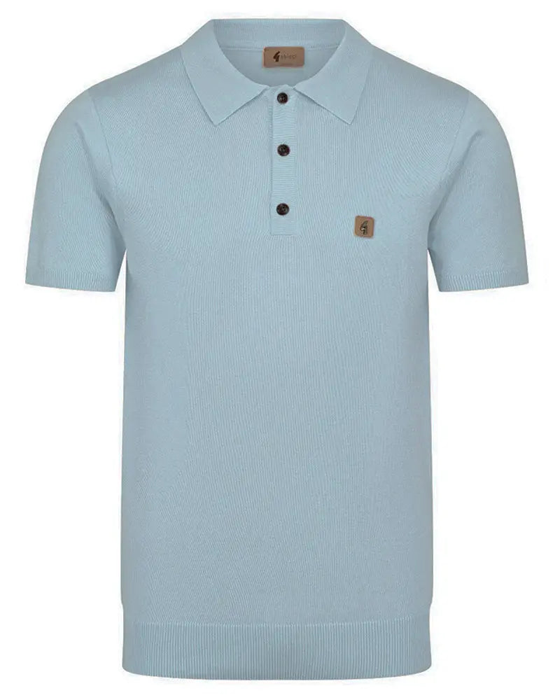 Buy Gabicci Vintage Jackson Knitted Polo - Sky Blue | Short-Sleeved Polo Shirtss at Woven Durham
