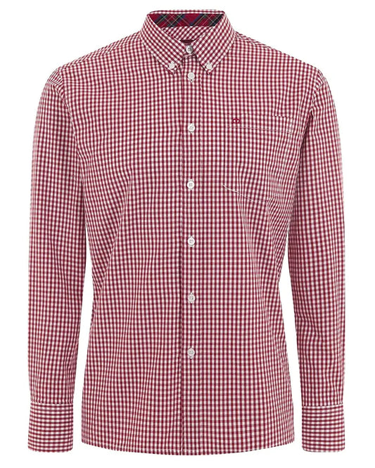Buy Merc London Japster Gingham Shirt - Red / White | Long-Sleeved Shirtss at Woven Durham