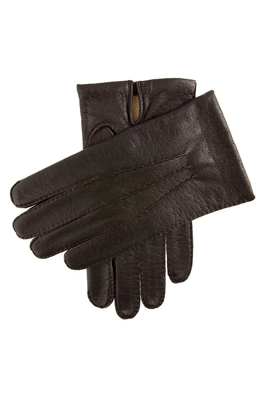 Dents Kent Brown Imitation Peccary Leather Gloves From Woven Durham