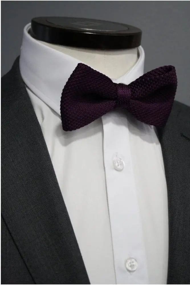 Knightsbridge Neckwear Knitted Pre-Tied Bow Tie - Purple From Woven Durham