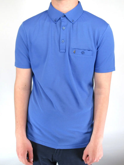 Ladro Skyway Blue Button-Down Collar Polo Shirt Gabicci Vintage