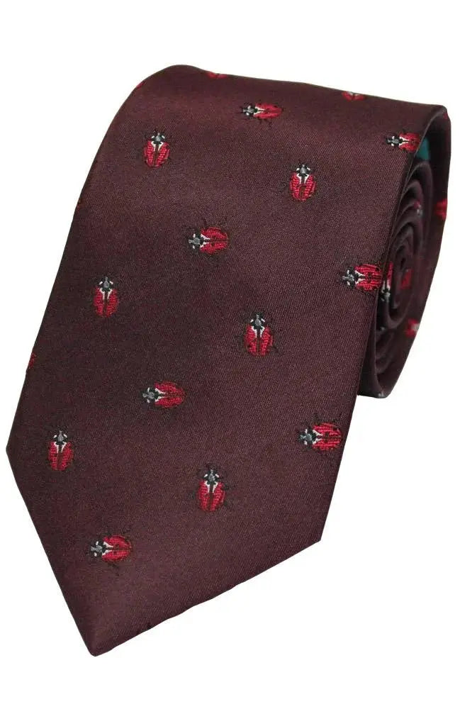Knightsbridge Neckwear Lady Bird Print Silk Tie - Red From Woven Durham