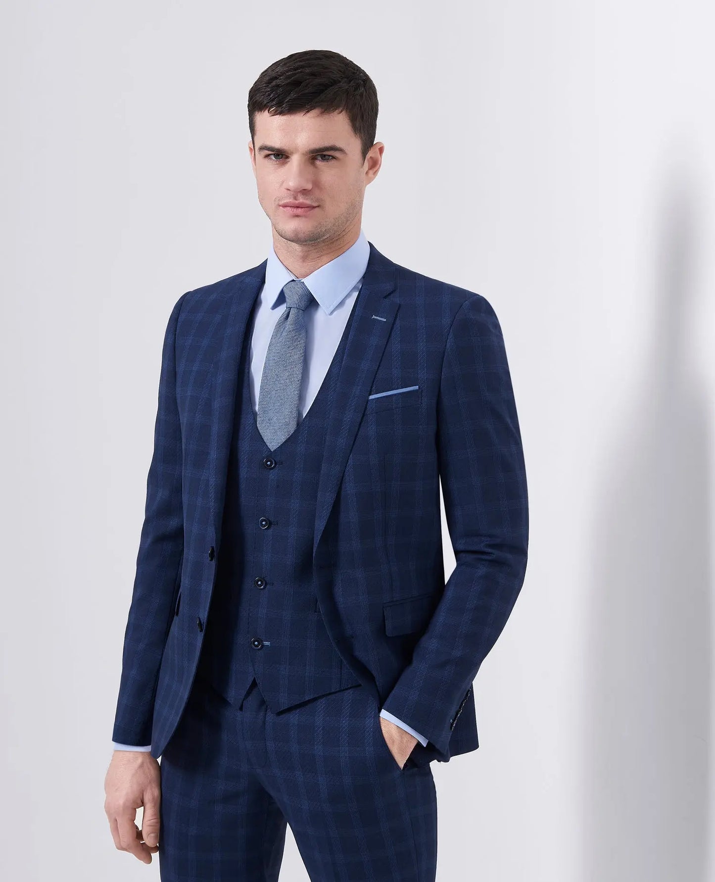 Remus Uomo Lazio Check Suit Jacket - Navy / Blue From Woven Durham
