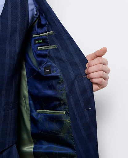 Remus Uomo Lazio Check Suit Jacket - Navy / Blue From Woven Durham