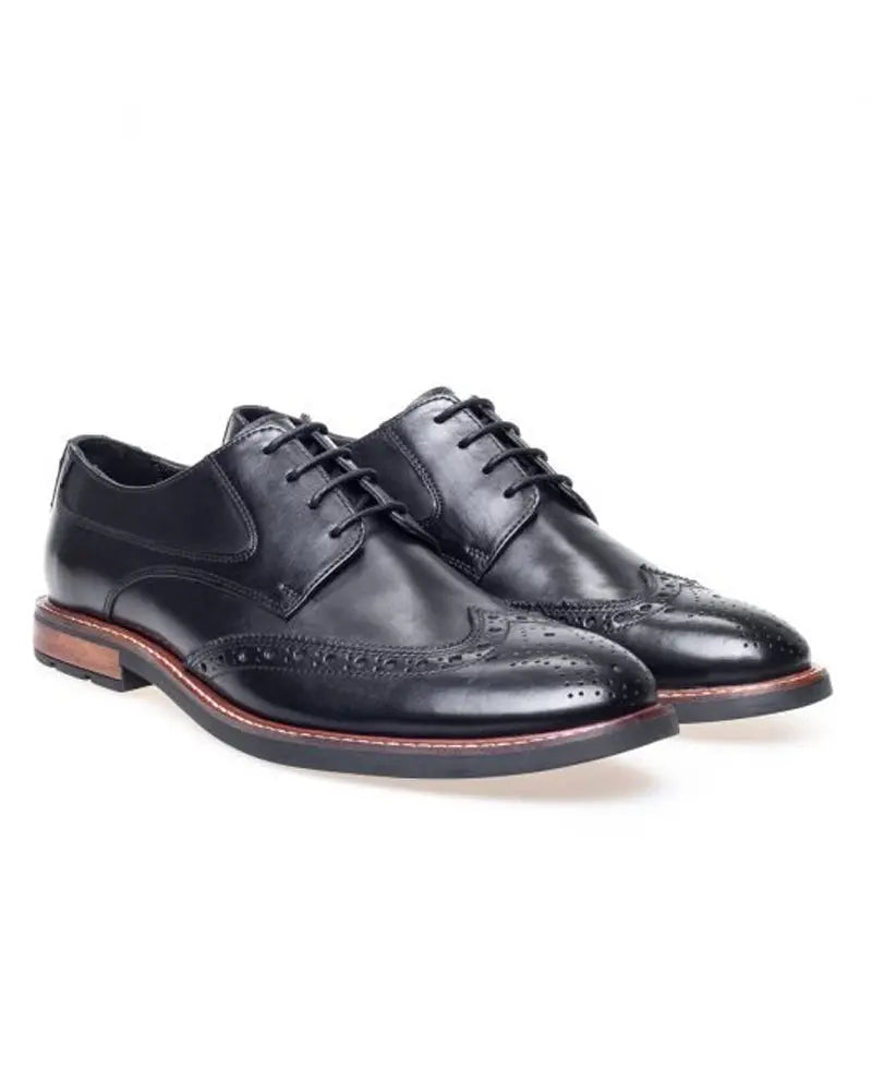 Buy John White Leo Derby Brogues - Black | Brogue Shoess at Woven Durham