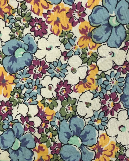 Liberty Print Inspired Fancy Floral Pocket Square - Yellow / Burgundy / Blue Knightsbridge Neckwear