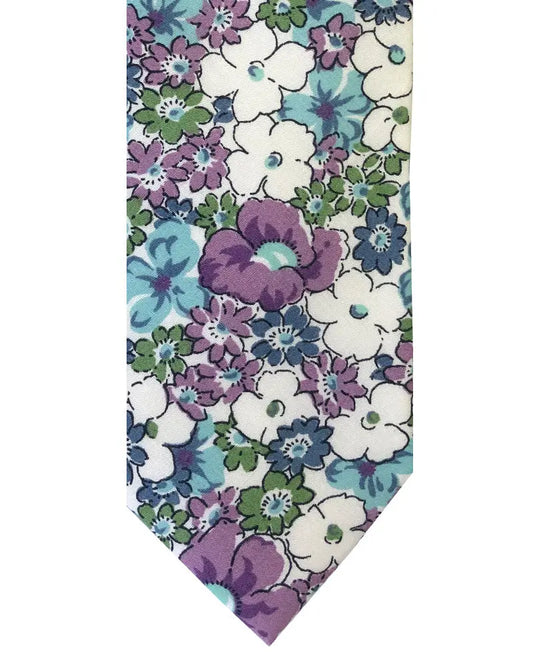 Knightsbridge Neckwear Liberty Print Inspired Fancy Floral Tie - Lilac / Blue From Woven Durham