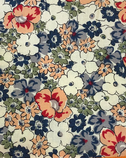 Liberty Print Inspired Fancy Floral Tie - Navy / Cream / Peach Knightsbridge Neckwear