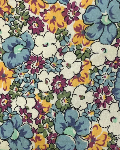 Liberty Print Inspired Fancy Floral Tie - Yellow / Burgundy / Blue Knightsbridge Neckwear