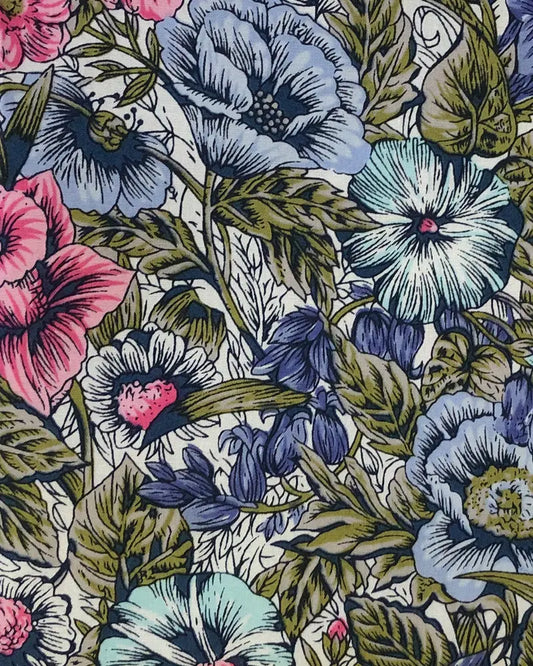 Liberty Print Inspired Floral Pocket Square - Pink / Blue Knightsbridge Neckwear