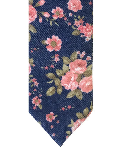 Liberty Print Inspired Floral Tie - Navy / Peach Knightsbridge Neckwear