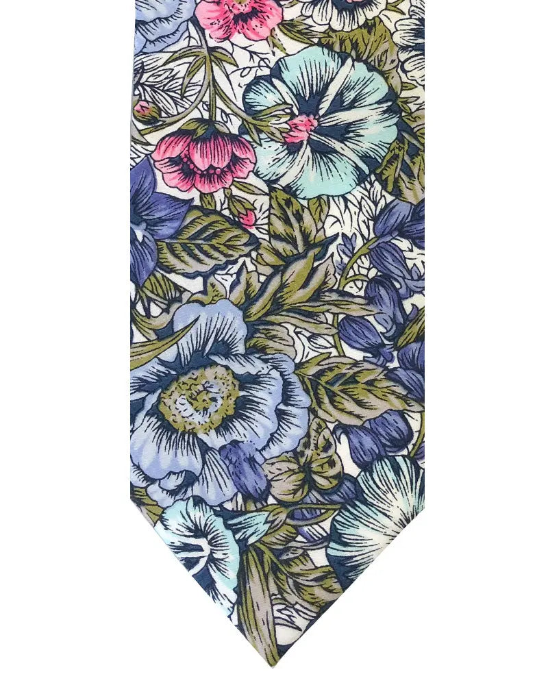 Liberty Print Inspired Floral Tie - Pink / Blue Knightsbridge Neckwear