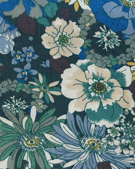 Liberty Print Inspired Flower Pocket Square - Green / Blue Knightsbridge Neckwear