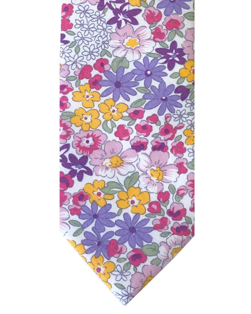 Liberty Print Inspired Miniature Floral Tie - Pink / Purple Knightsbridge Neckwear