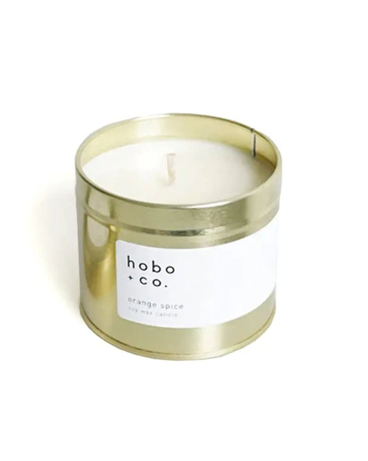 Buy Hobo + Co Limited Edition Orange Spice Large Gold Tin Soy Candle | Candless at Woven Durham
