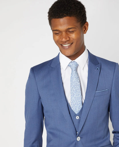 Remus Uomo Lovati Suit Waistcoat - Airforce Blue From Woven Durham