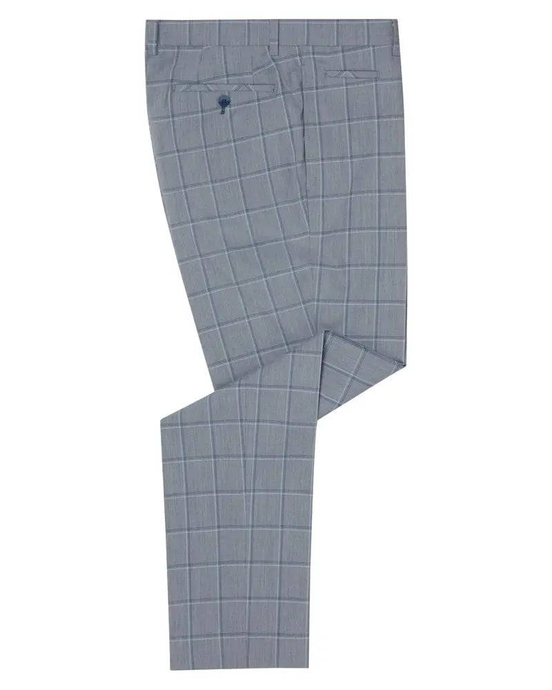 Luca Check Suit Trousers - Blue Remus Uomo