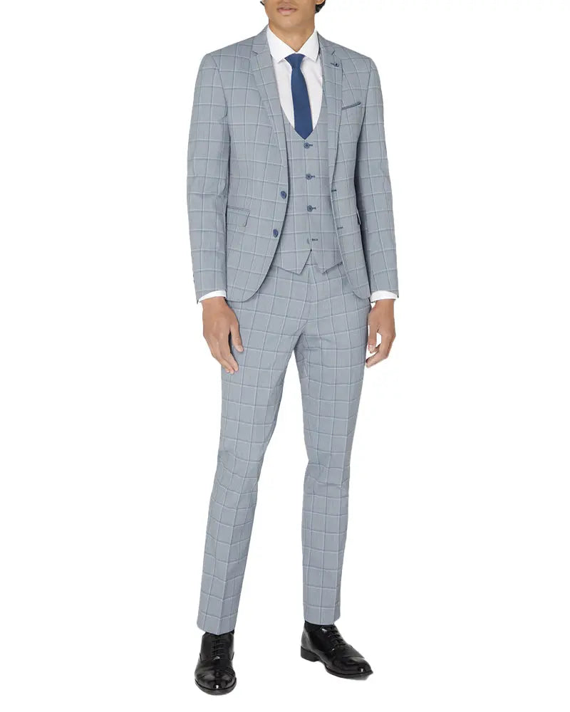 Luca Check Suit Trousers - Blue Remus Uomo
