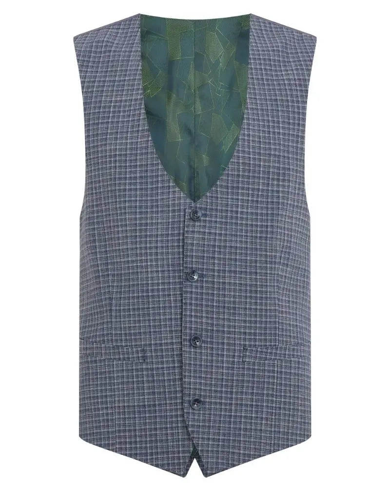 Buy Remus Uomo Lucian Check Suit Waistcoat - Blue | Suit Waistcoats at Woven Durham