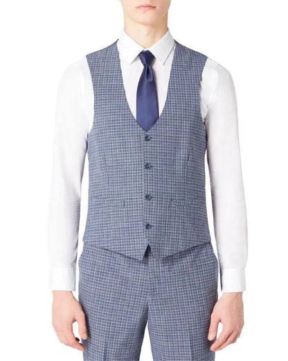 Buy Remus Uomo Lucian Check Suit Waistcoat - Blue | Suit Waistcoats at Woven Durham