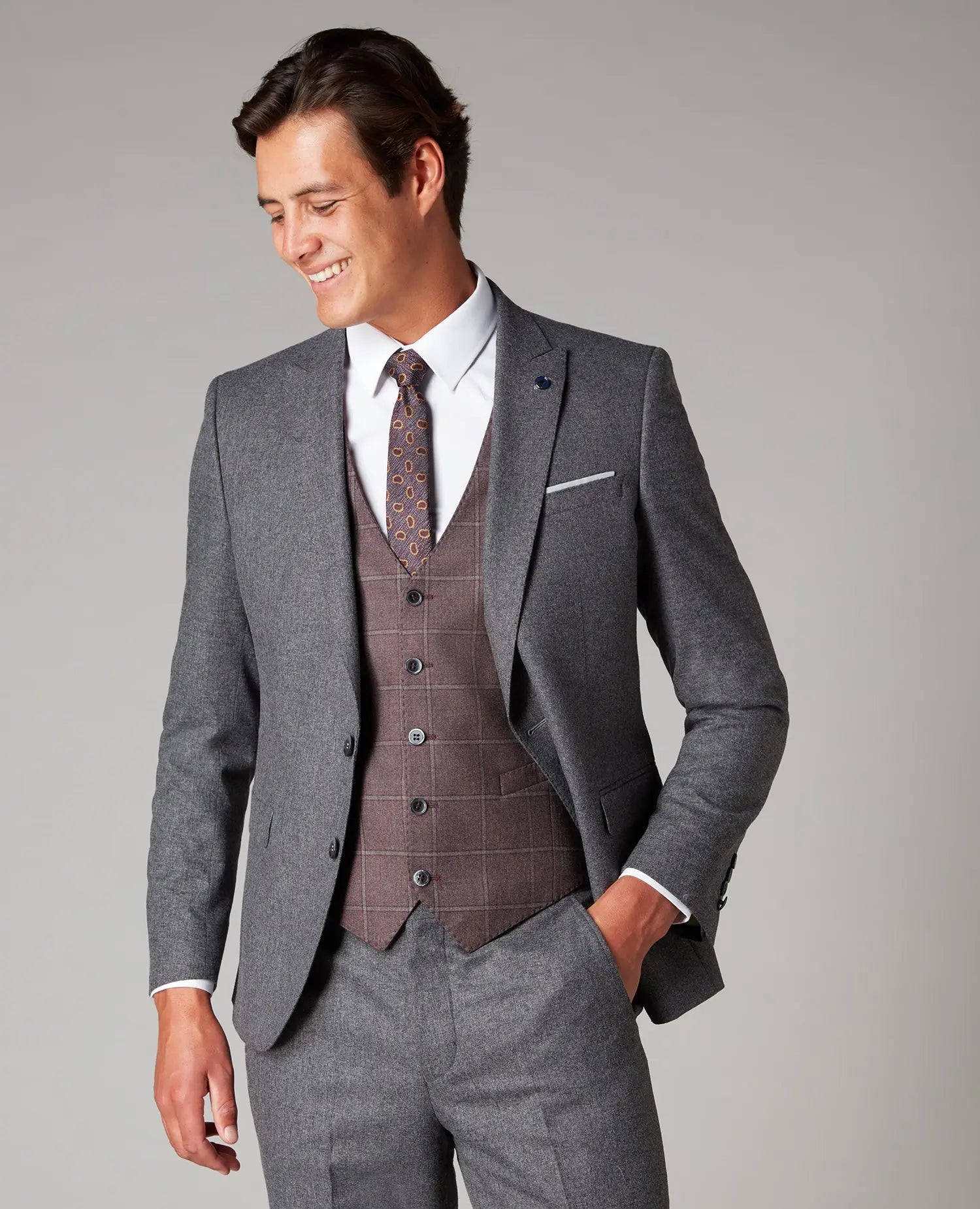 Remus Uomo Mario Charcoal Grey Textured Suit Jacket From Woven Durham
