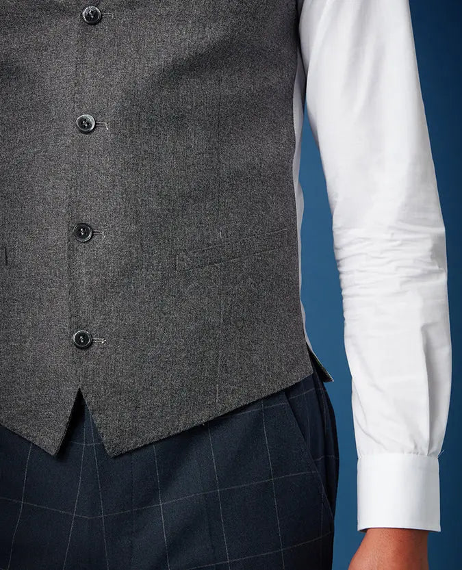 Remus Uomo Mario Charcoal Grey Textured Suit Waistcoat From Woven Durham