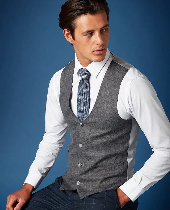 Remus Uomo Mario Charcoal Grey Textured Suit Waistcoat From Woven Durham