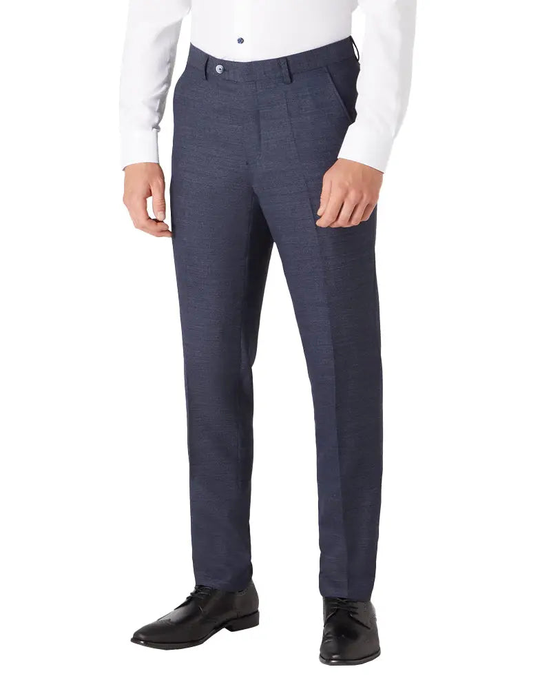 Mario Textured Suit Trouser - Navy Remus Uomo