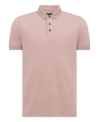Mauve Pink Textured Collar Polo Shirt Remus Uomo